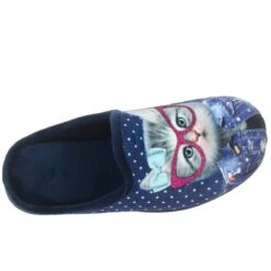 Chaussonschat A Lunettes BleuMaison De L Espadrille Femme Chat A Lunettes Bleu -Magasin De Chaussures De Mode 1035601 4