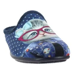 Chaussonschat A Lunettes BleuMaison De L Espadrille Femme Chat A Lunettes Bleu -Magasin De Chaussures De Mode 1035601 5